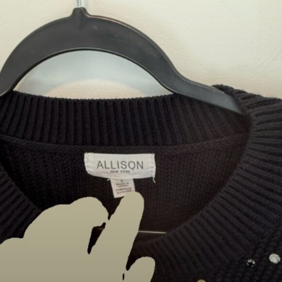 ALLISON new york Rhinestone Charlotte Sweater Black size S - Picture 6 of 7